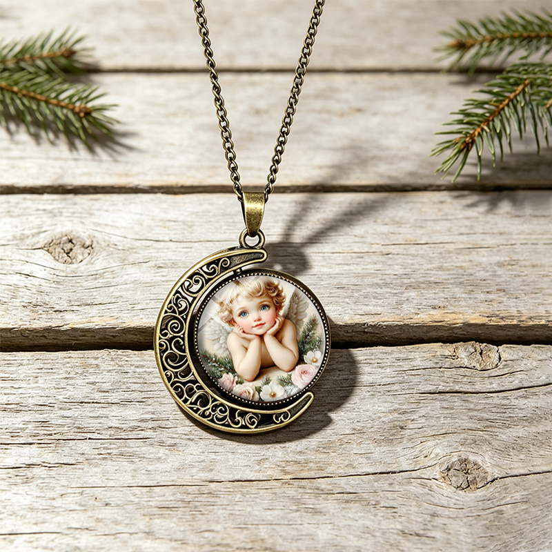 3pc Vintage Angel & Pine Branch Jewelry Set